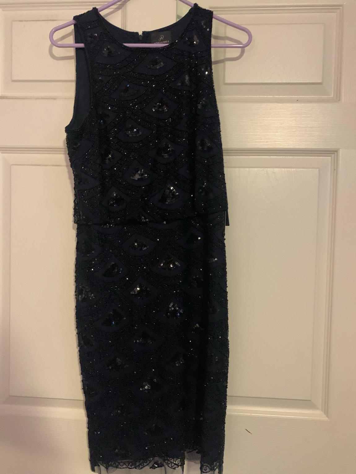 Adrianna  papell Size 8 Navy Black Cocktail Dress on Queenly