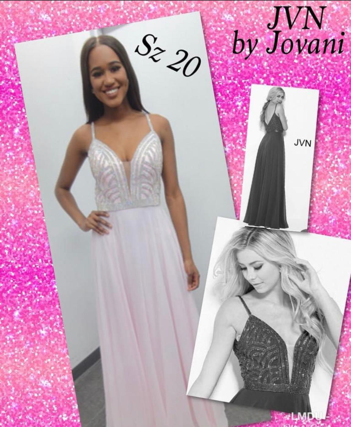 Jovani Plus Size 20 Prom Sheer Light Pink A-line Dress on Queenly