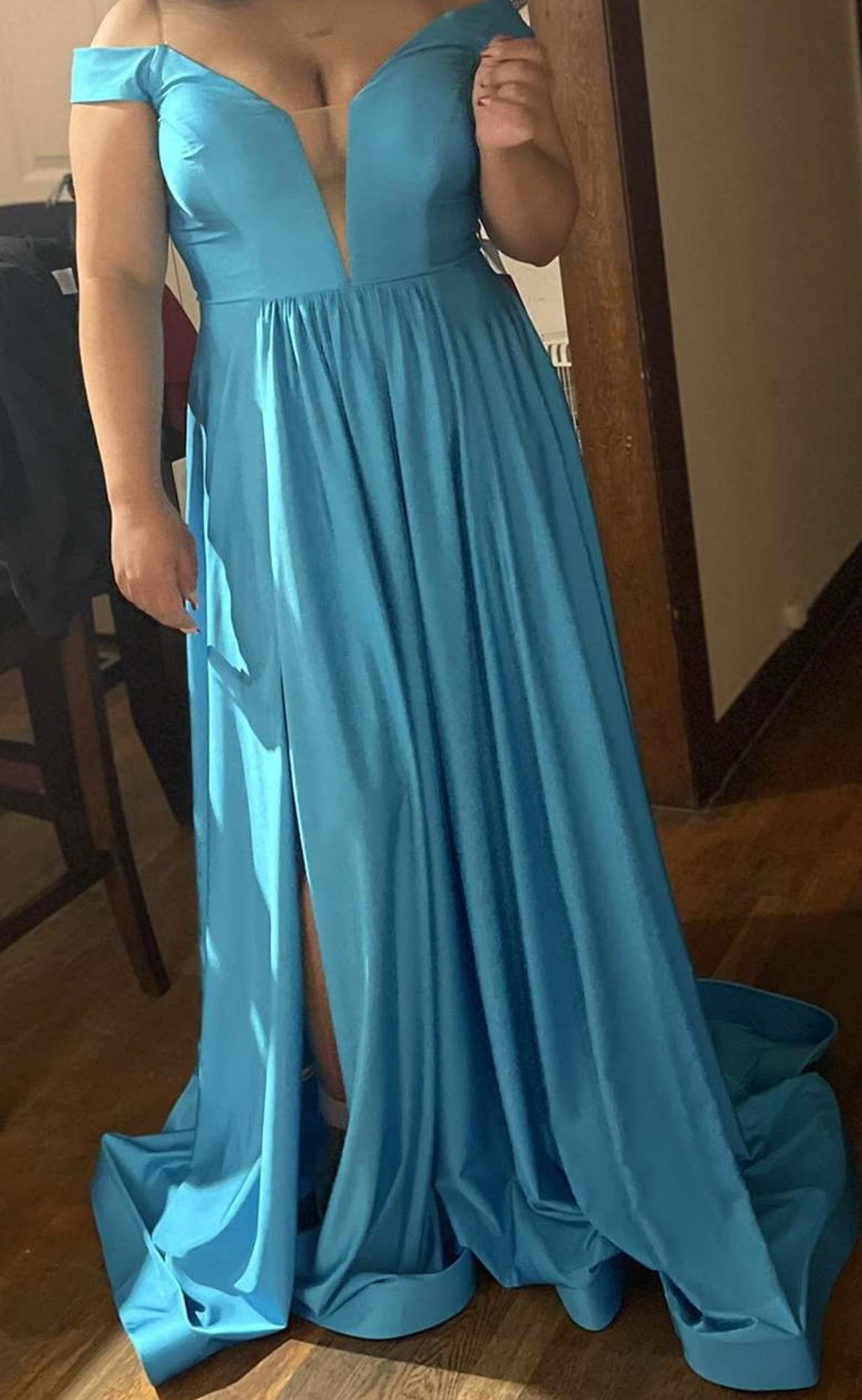 Size 8 Blue Ball Gown on Queenly