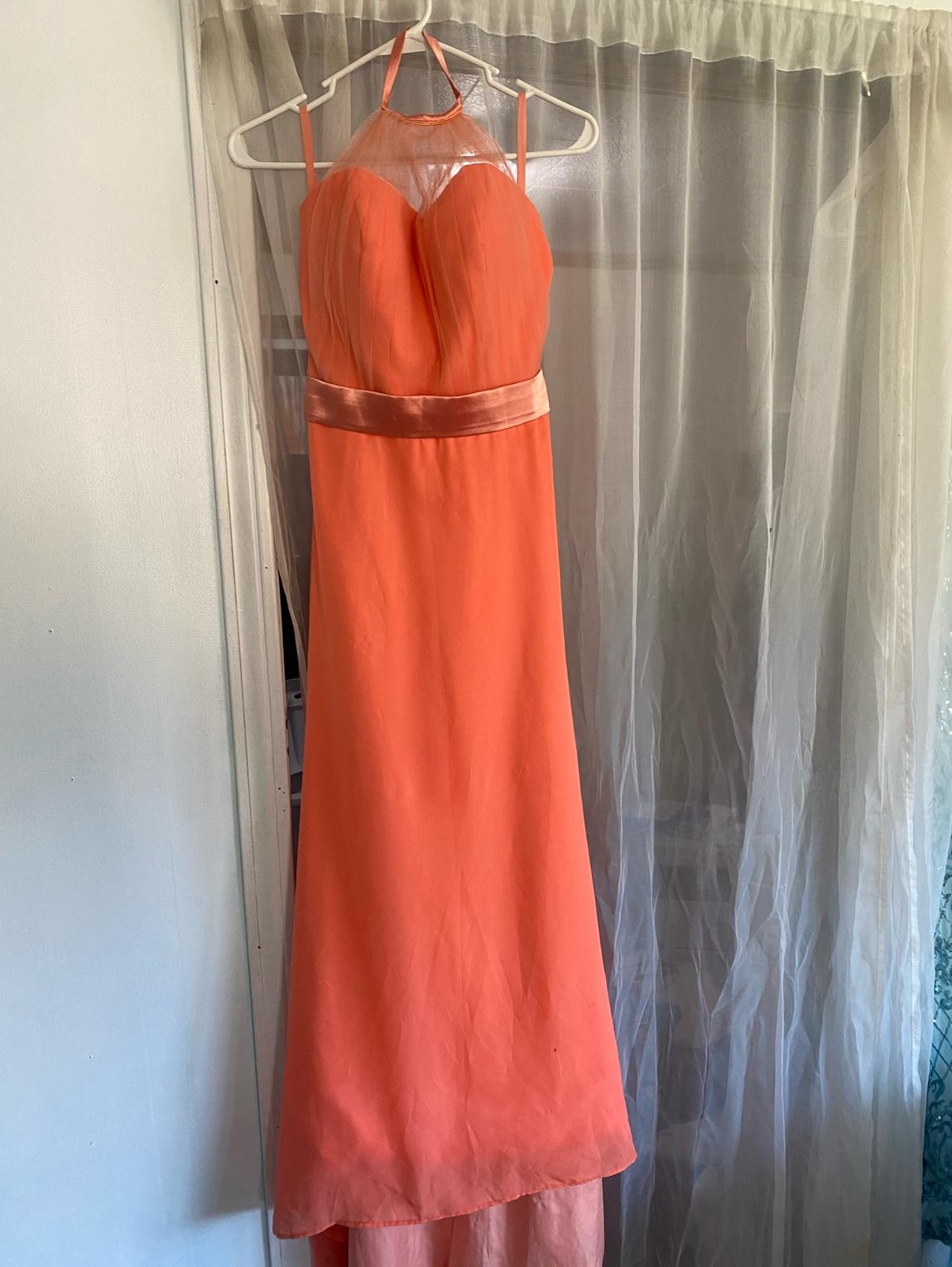 Size 0 High Neck Coral Floor Length Maxi on Queenly