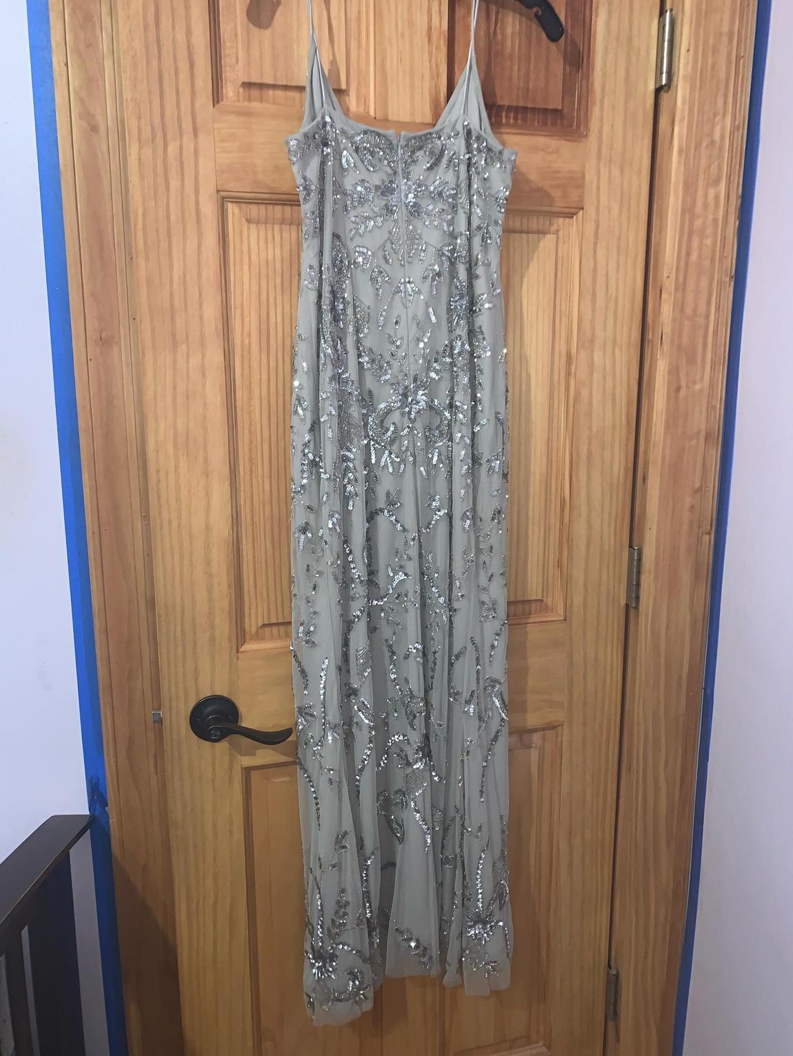 Size 12 Prom Silver A-line Dress on Queenly