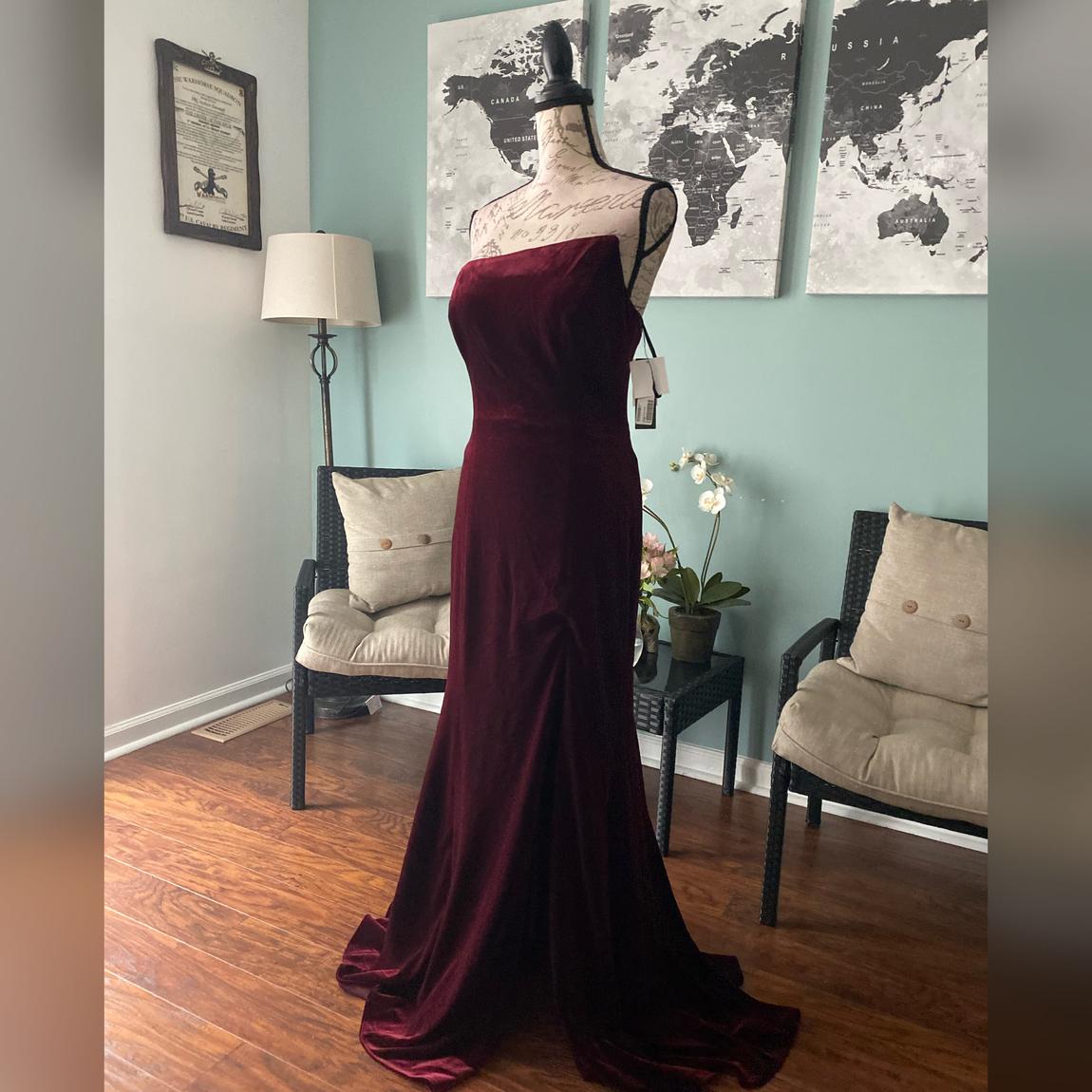 Size 12 Bridesmaid Velvet Burgundy Red Mermaid Dress on Queenly