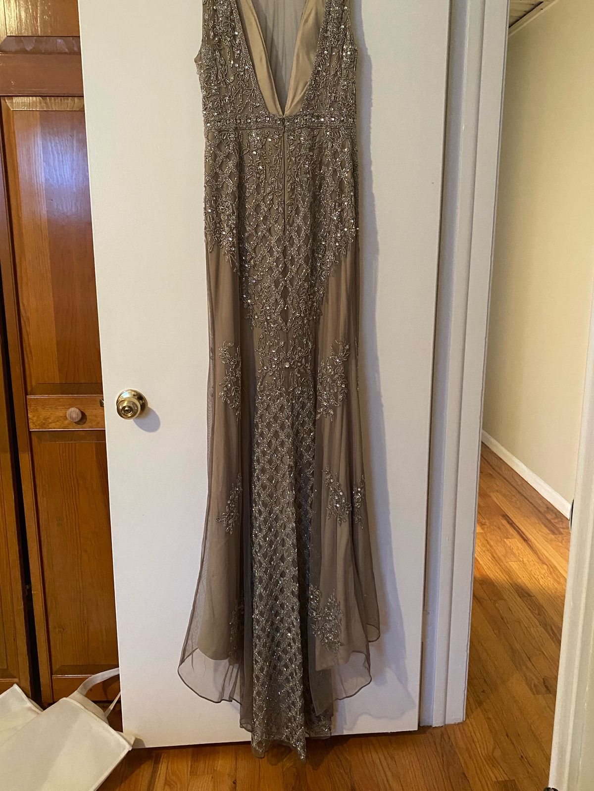 Smarts Size 10 Prom Sequined Nude Floor Length Maxi on Queenly