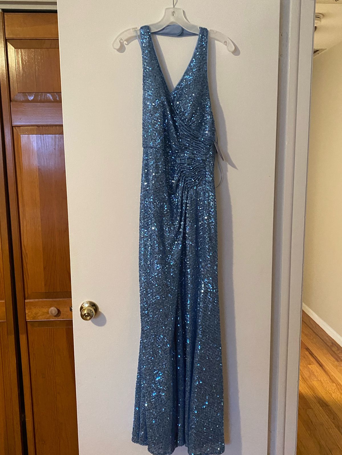 Morgan and Co Size 10 Prom Blue Floor Length Maxi on Queenly