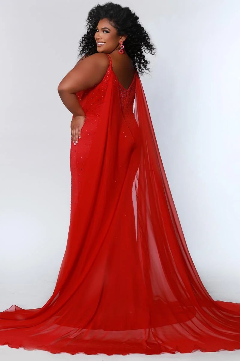 Style JK2218 Johnathan Kayne x Sydney's Closet Plus Size 20 Pageant Red Floor Length Maxi on Queenly