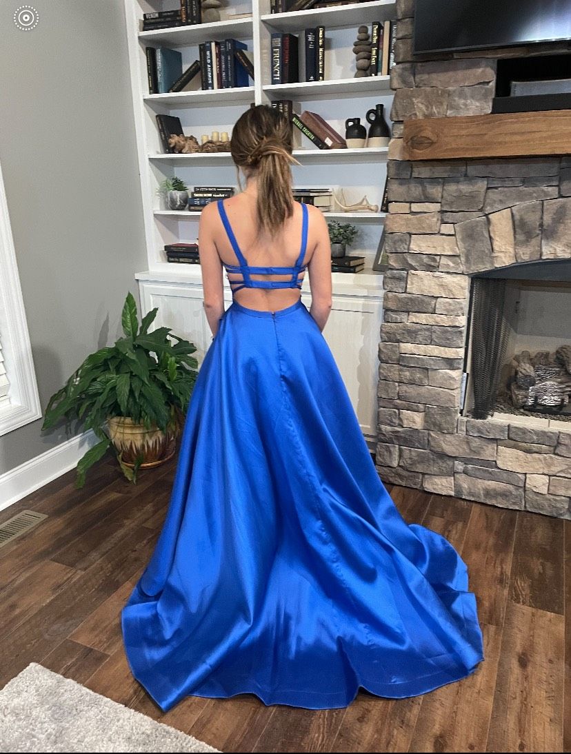 Sherri Hill Size 2 Prom Satin Royal Blue Ball Gown on Queenly