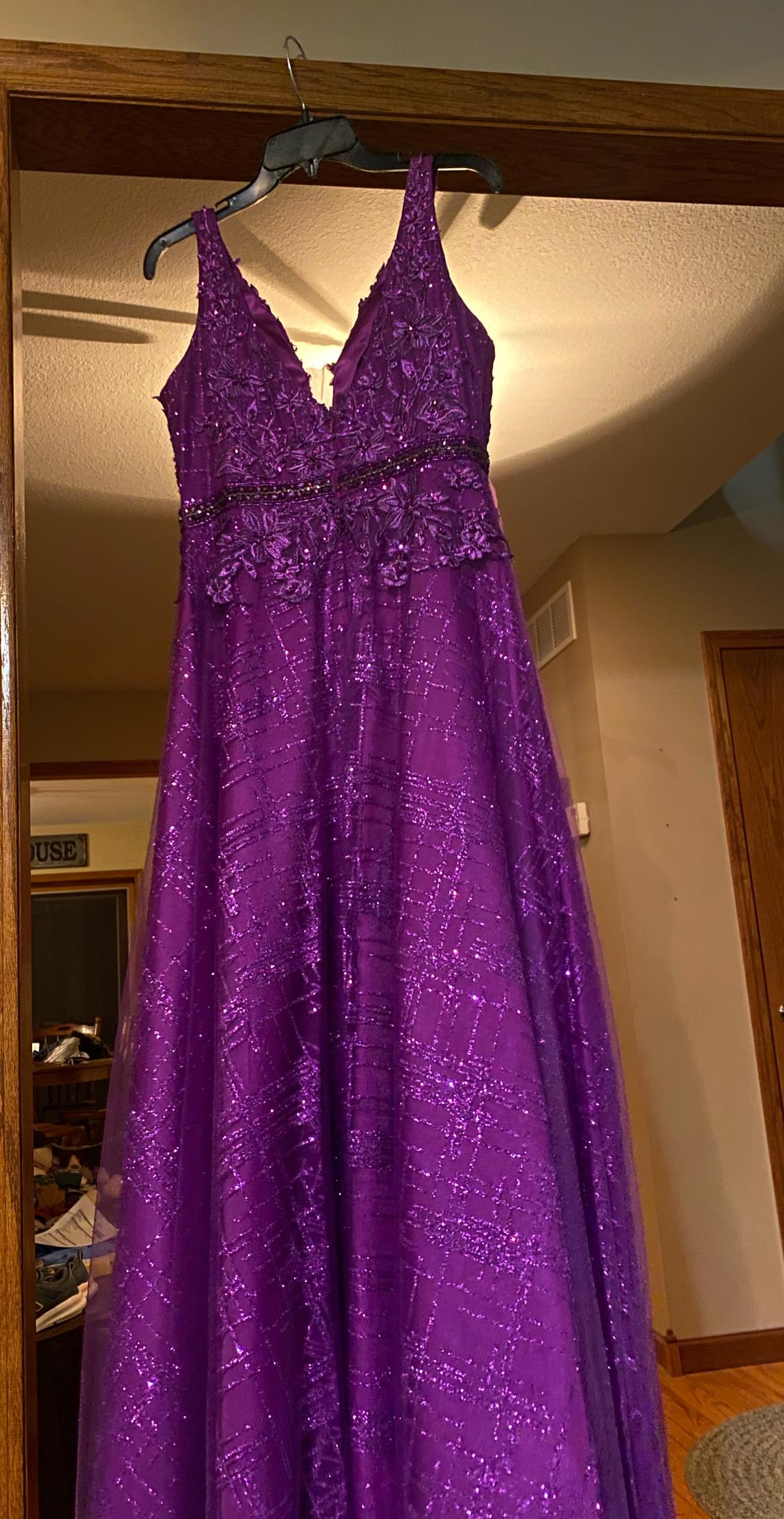 Size 4 Prom Sequined Purple Mermaid Dress on Queenly