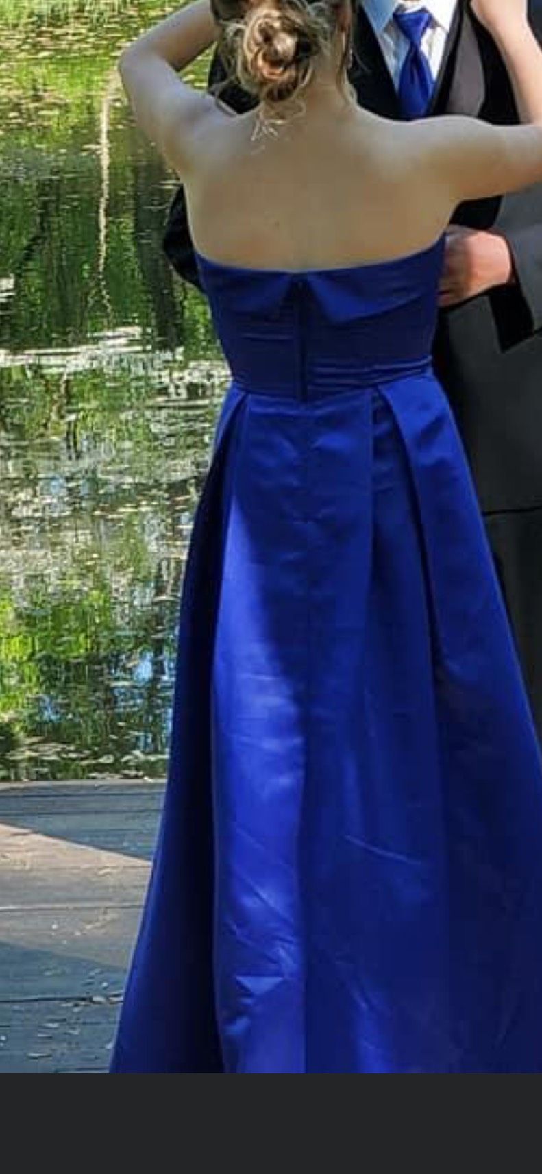 440 Size 4 Prom Strapless Sequined Blue Ball Gown on Queenly