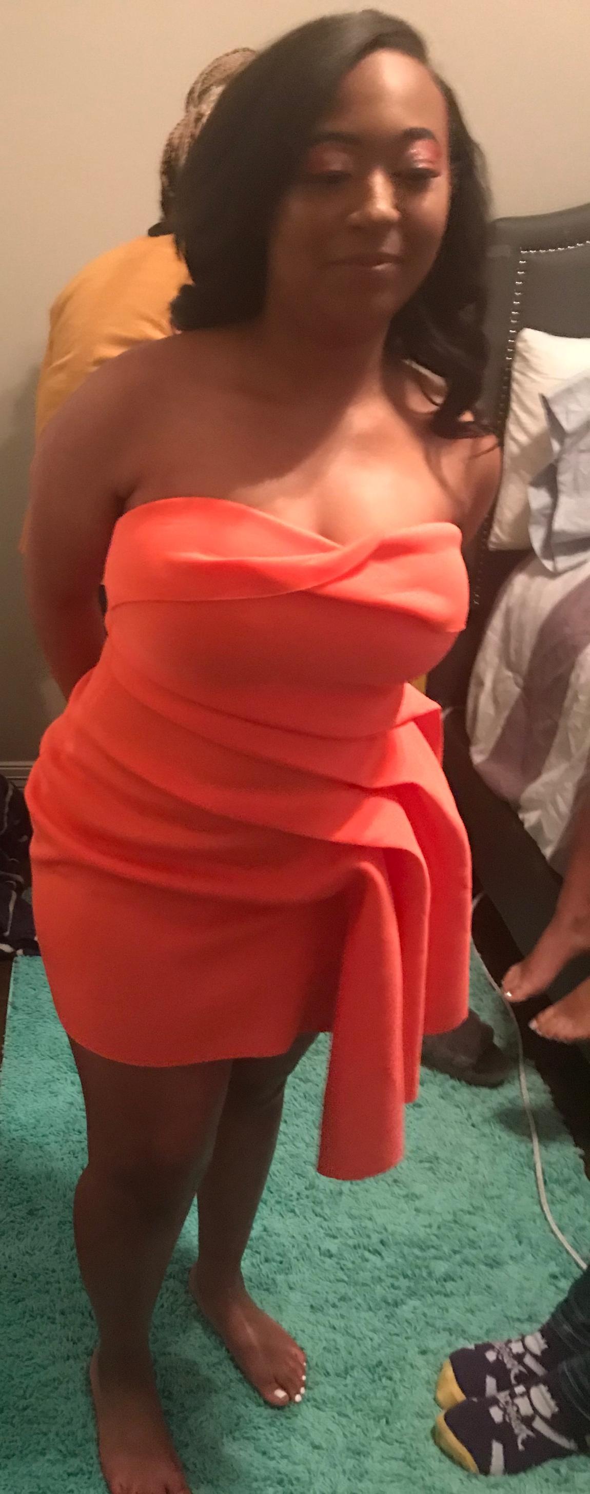 Size 8 Homecoming Strapless Orange Cocktail Dress on Queenly