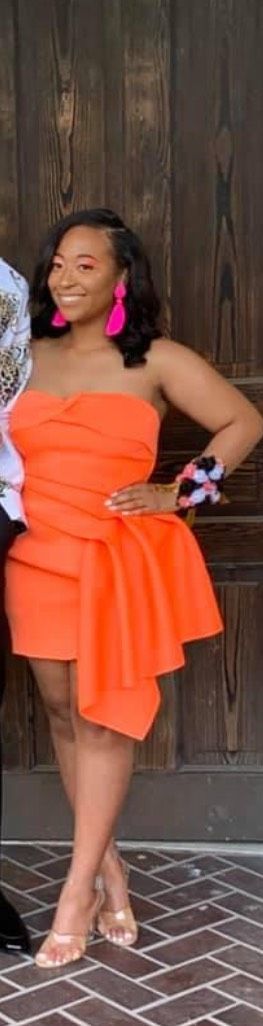 Size 8 Homecoming Strapless Orange Cocktail Dress on Queenly