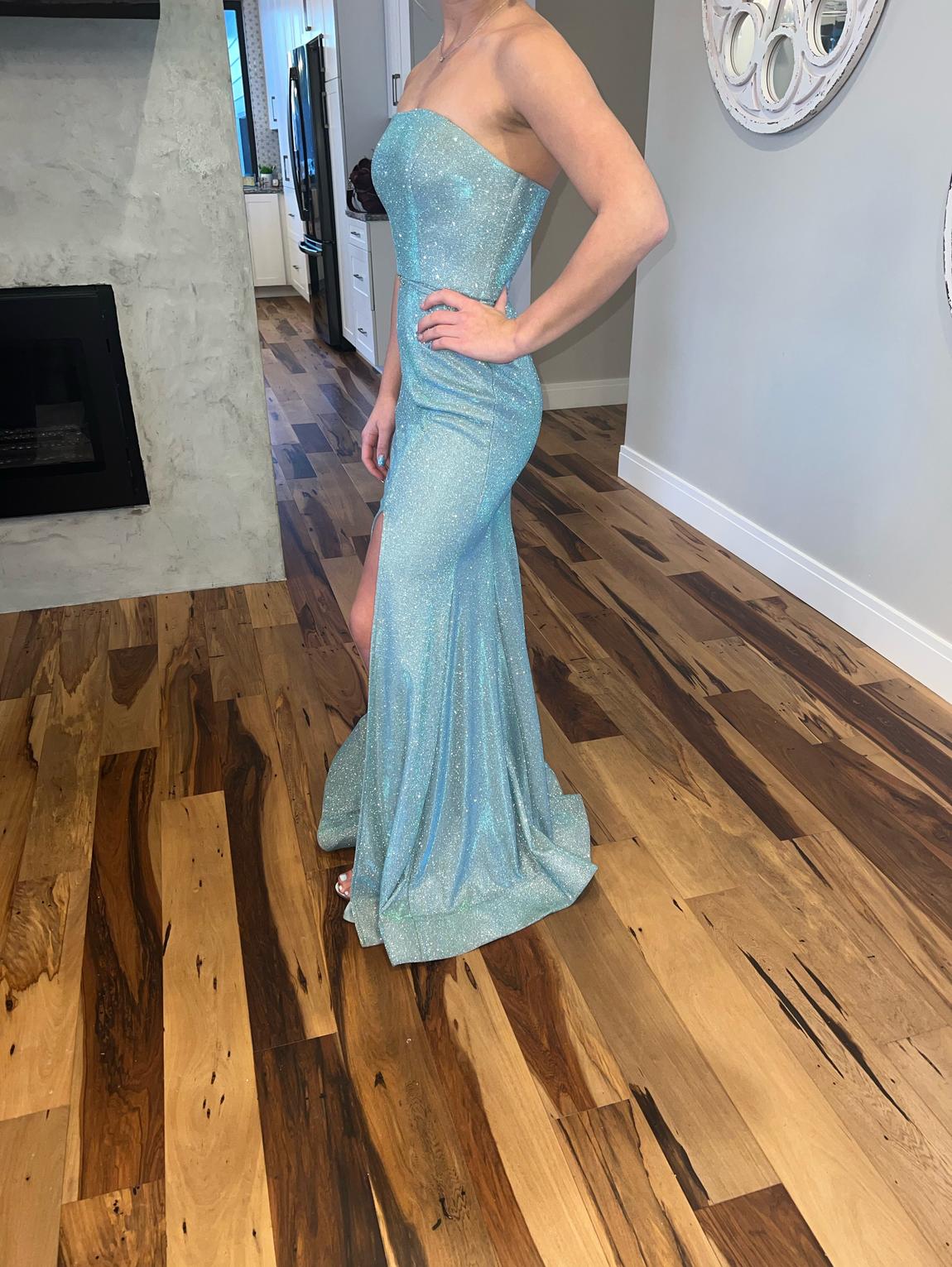 Size 2 Prom Strapless Blue Mermaid Dress on Queenly