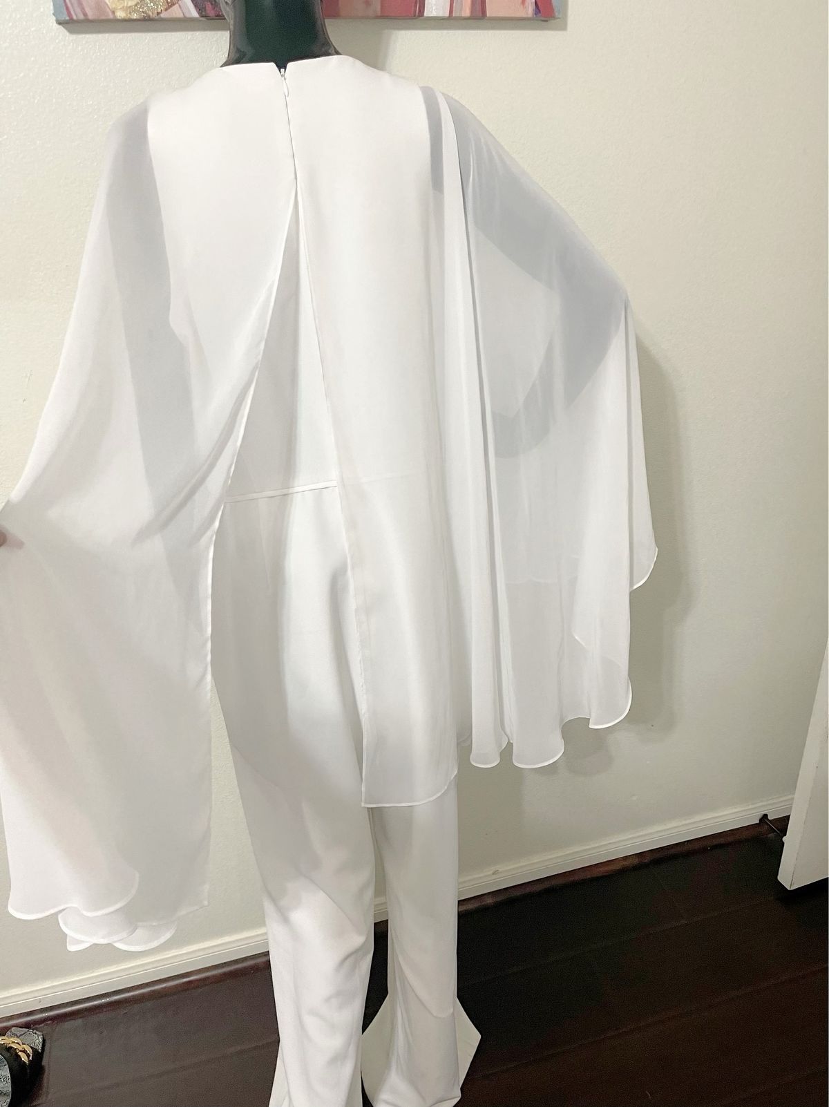 Size 12 Pageant Interview Long Sleeve White A-line Dress on Queenly