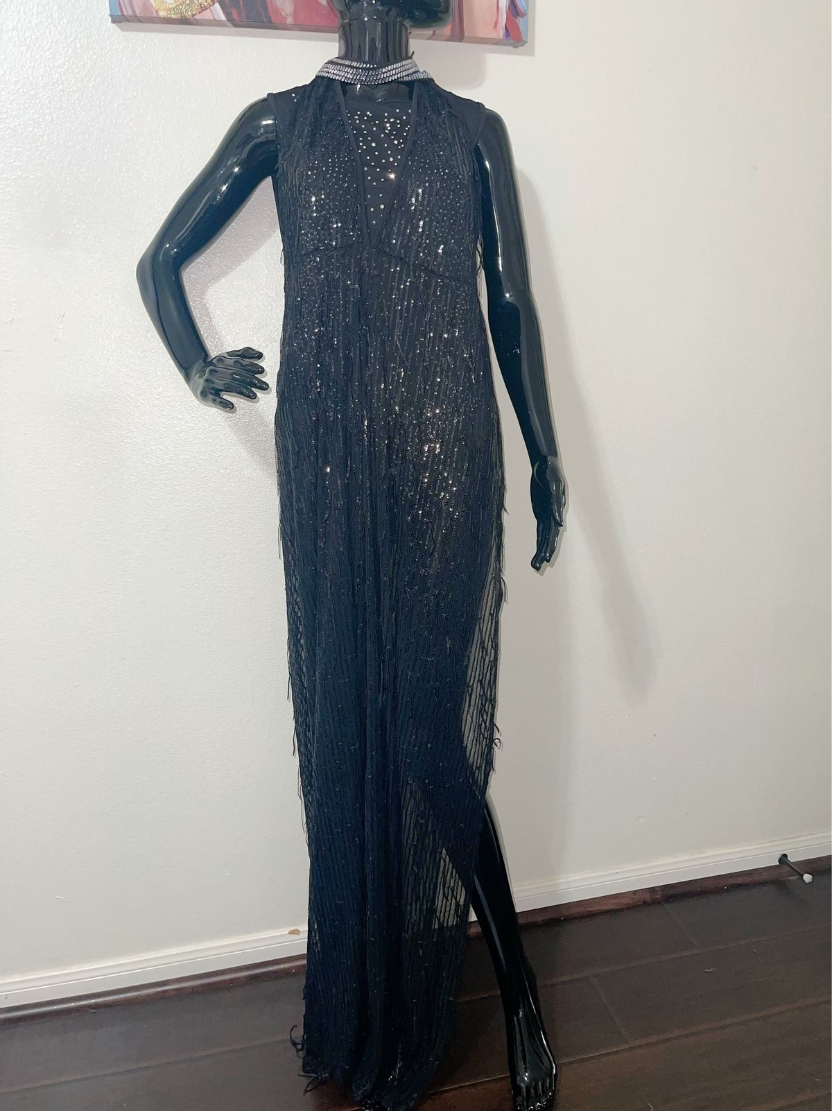 Size 12 Sheer Black Side Slit Dress on Queenly