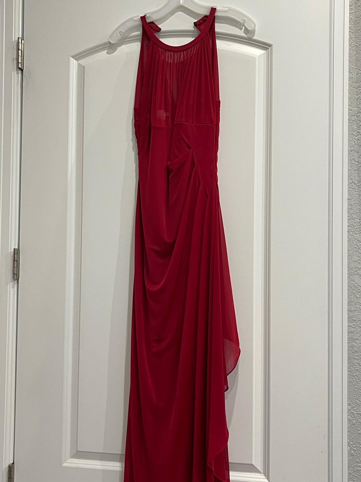Size 6 Bridesmaid Red Floor Length Maxi on Queenly