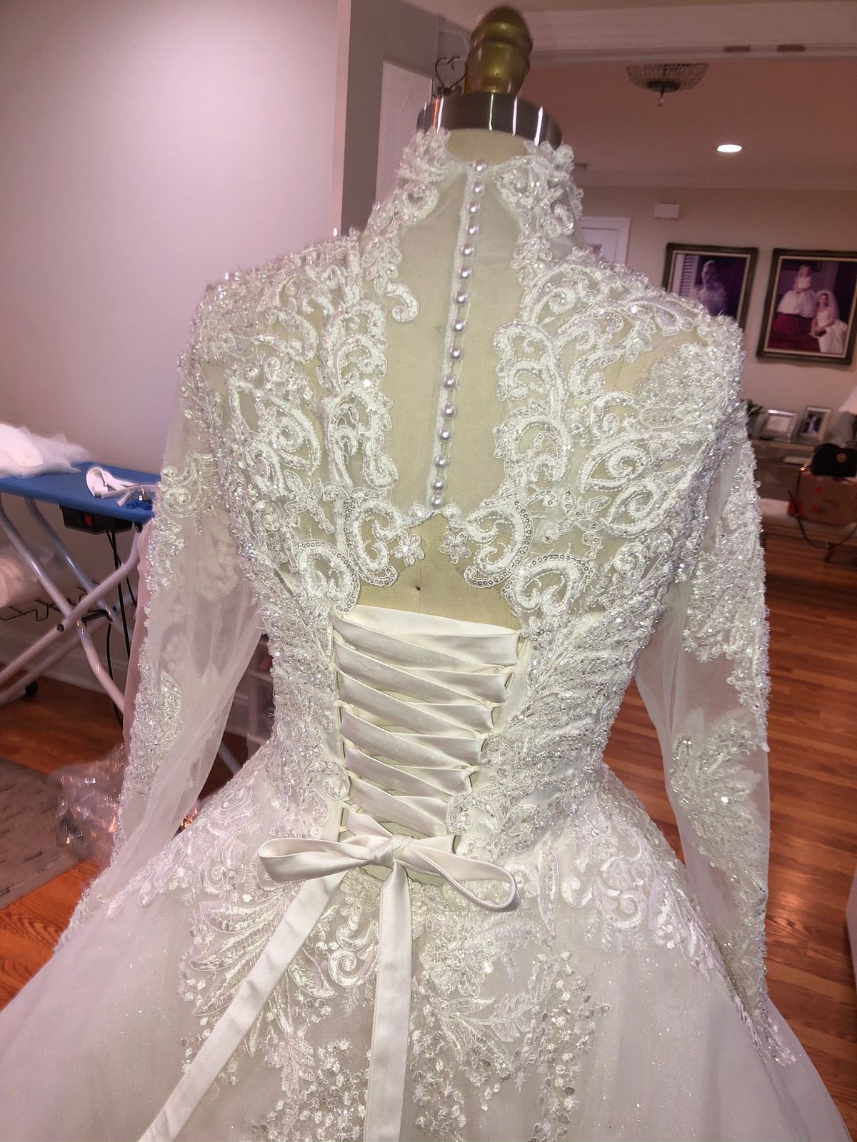 Size 8 Wedding Long Sleeve Lace White Ball Gown on Queenly