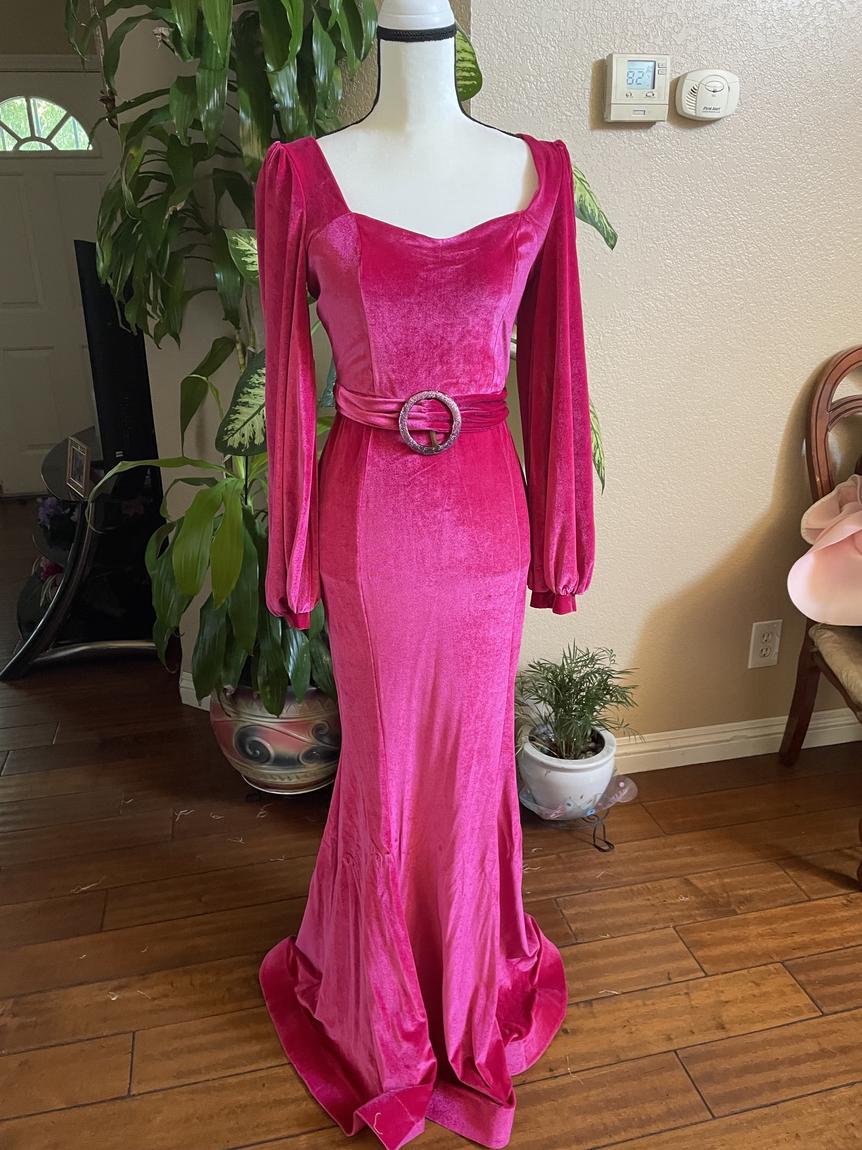 Size 8 Pageant Velvet Hot Pink Mermaid Dress on Queenly