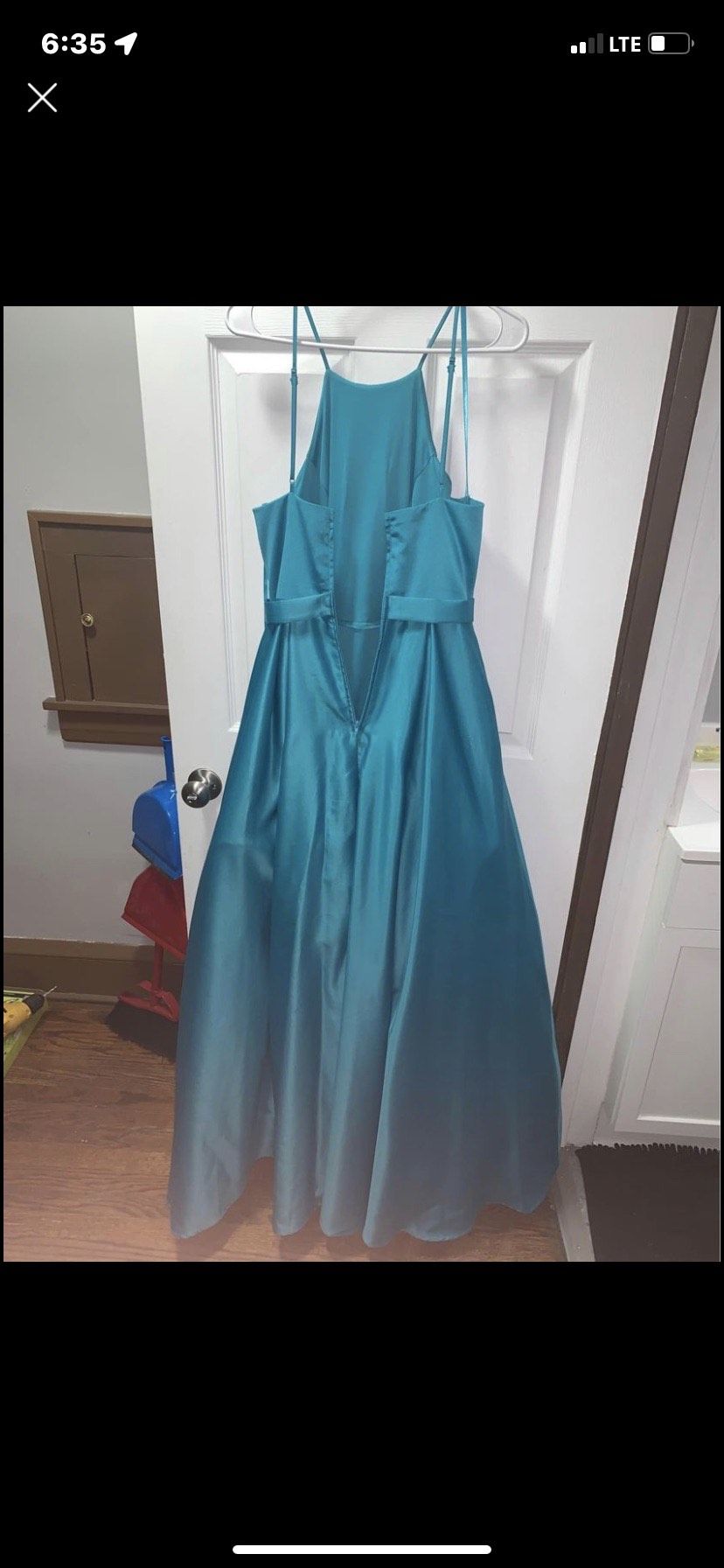 Girls Size 7 Blue Dress With Train on Queenly
