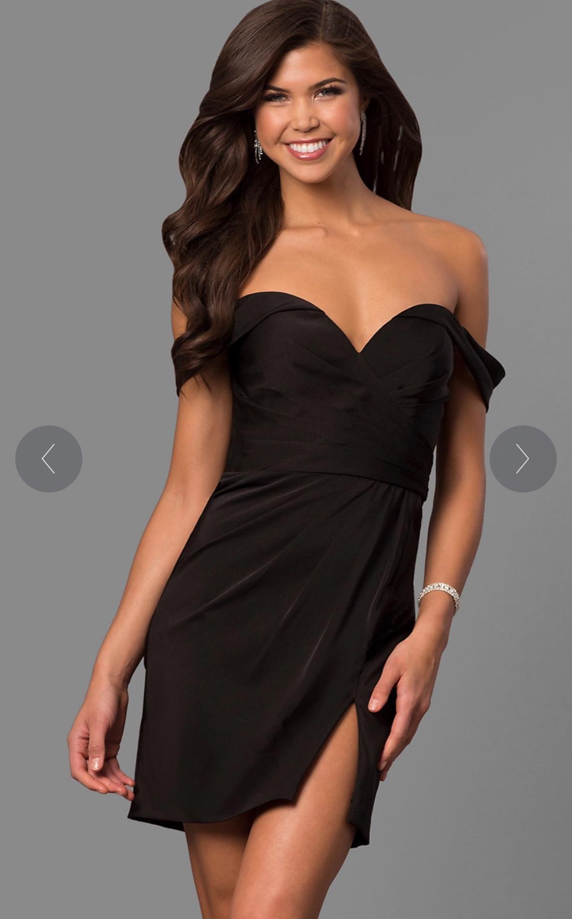Faviana Size 2 Off The Shoulder Black Cocktail Dress on Queenly