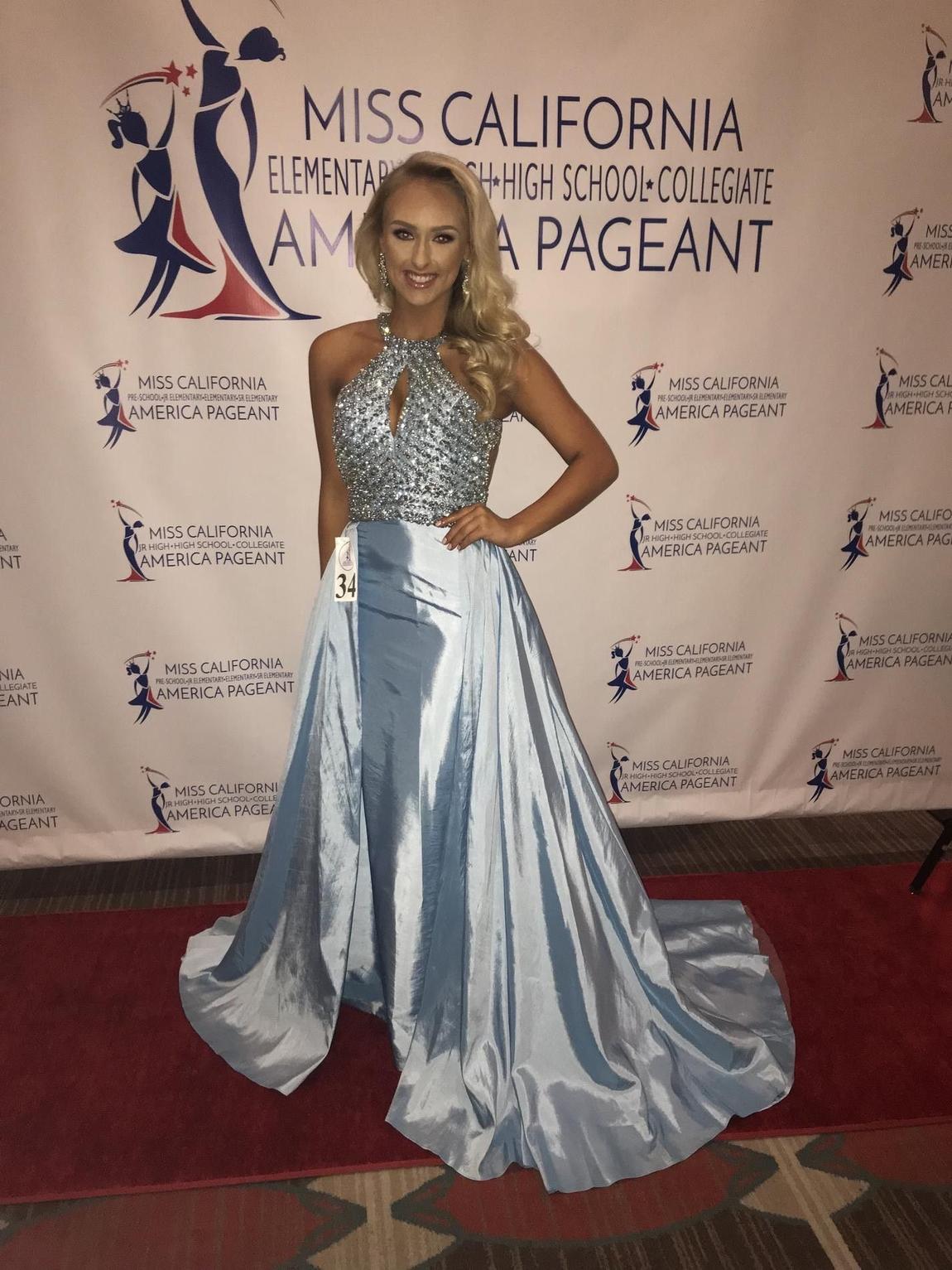 Sherri Hill Size 4 Pageant High Neck Satin Light Blue Floor Length Maxi on Queenly