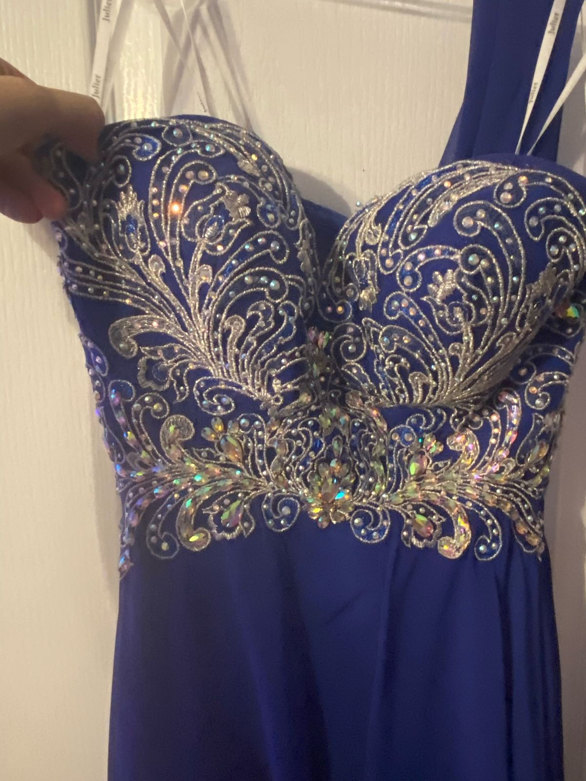 Size 8 Prom Strapless Royal Blue A-line Dress on Queenly