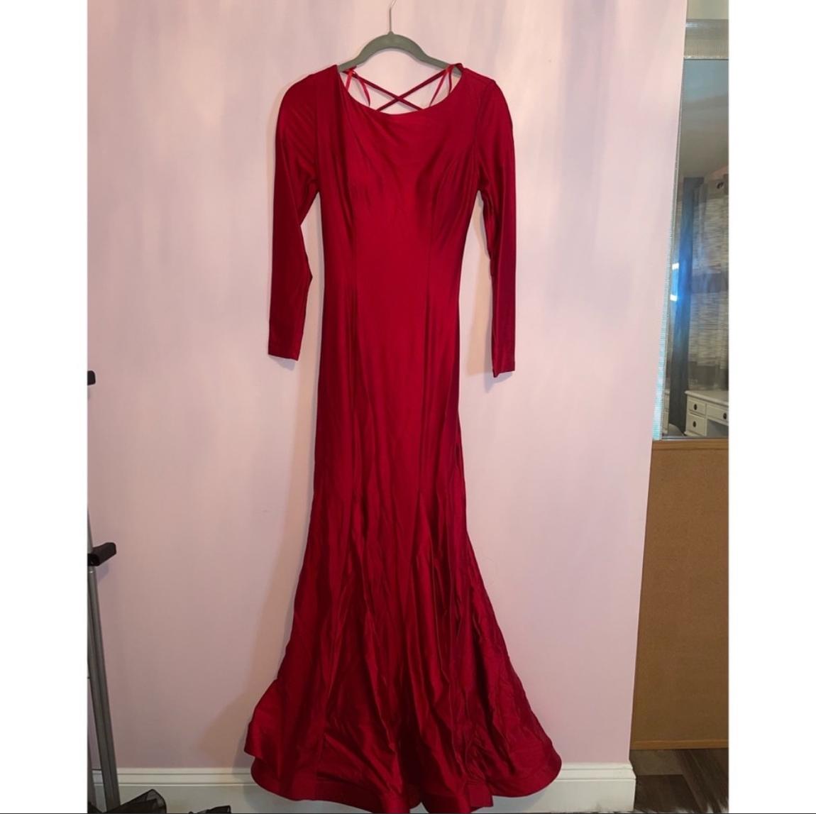 Blondie Nites Size 4 Prom Satin Red Mermaid Dress on Queenly