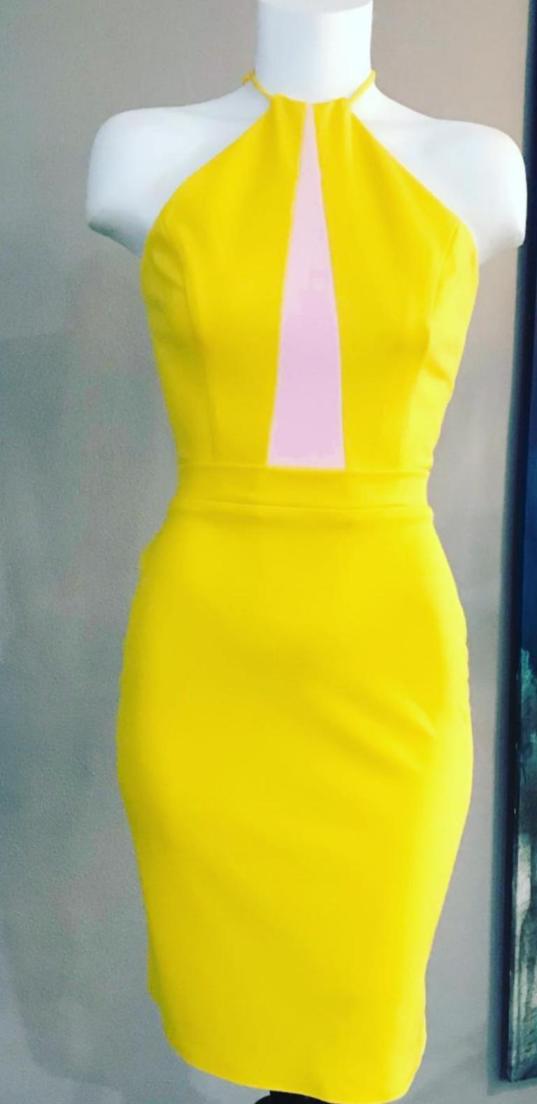 Style 234716 Fernando Wong Size 4 Yellow Cocktail Dress on Queenly