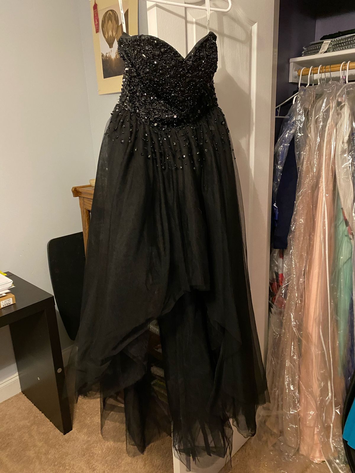 Size 0 Homecoming Strapless Black Ball Gown on Queenly