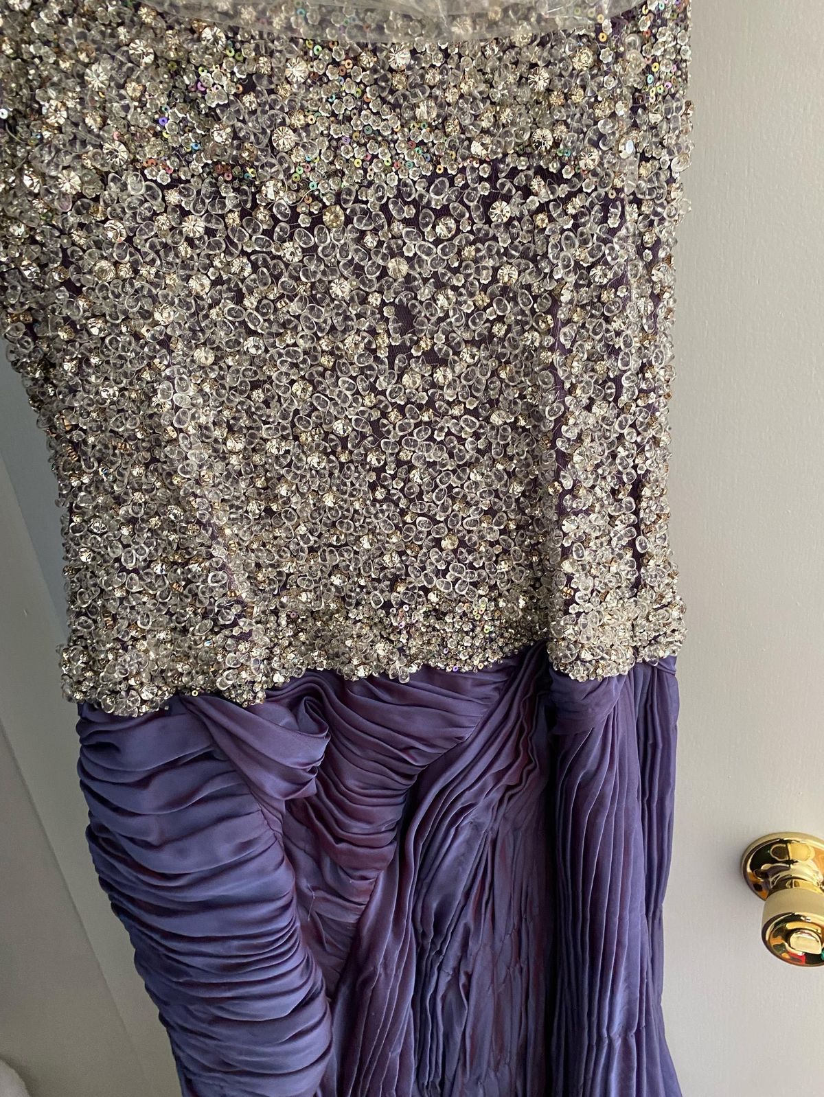 Size 4 Prom Sequined Purple Floor Length Maxi on Queenly