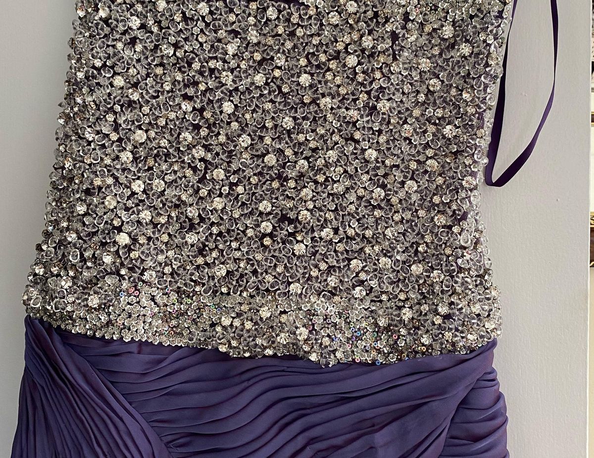 Size 4 Prom Sequined Purple Floor Length Maxi on Queenly