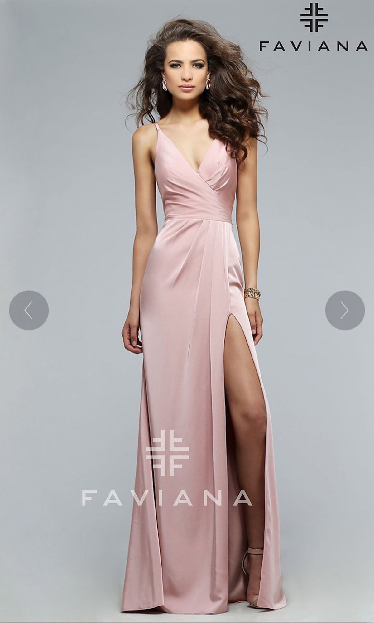 Faviana Size 0 Bridesmaid Satin Light Pink Side Slit Dress on Queenly