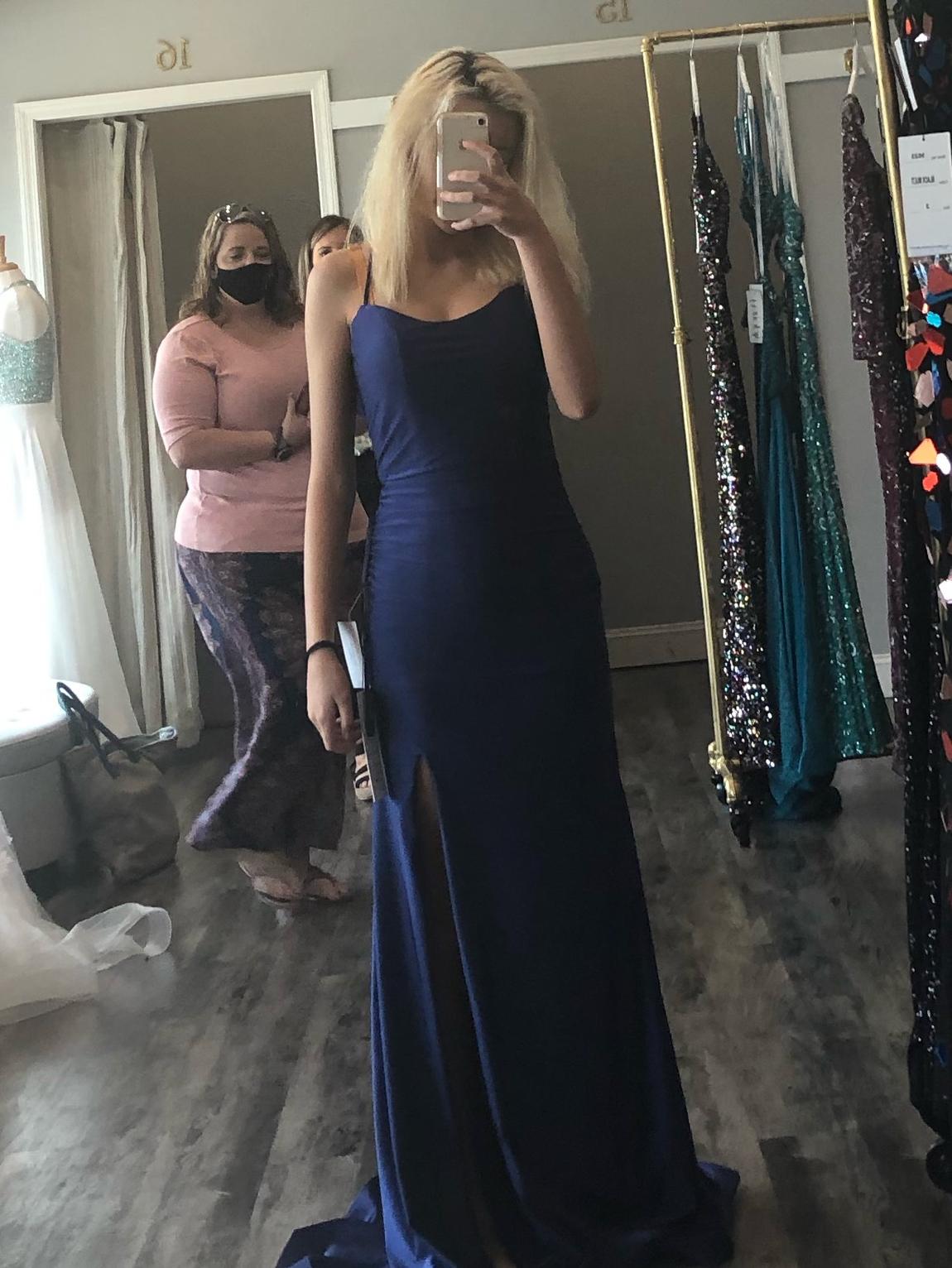 Clarisse Size 2 Prom Navy Blue Floor Length Maxi on Queenly