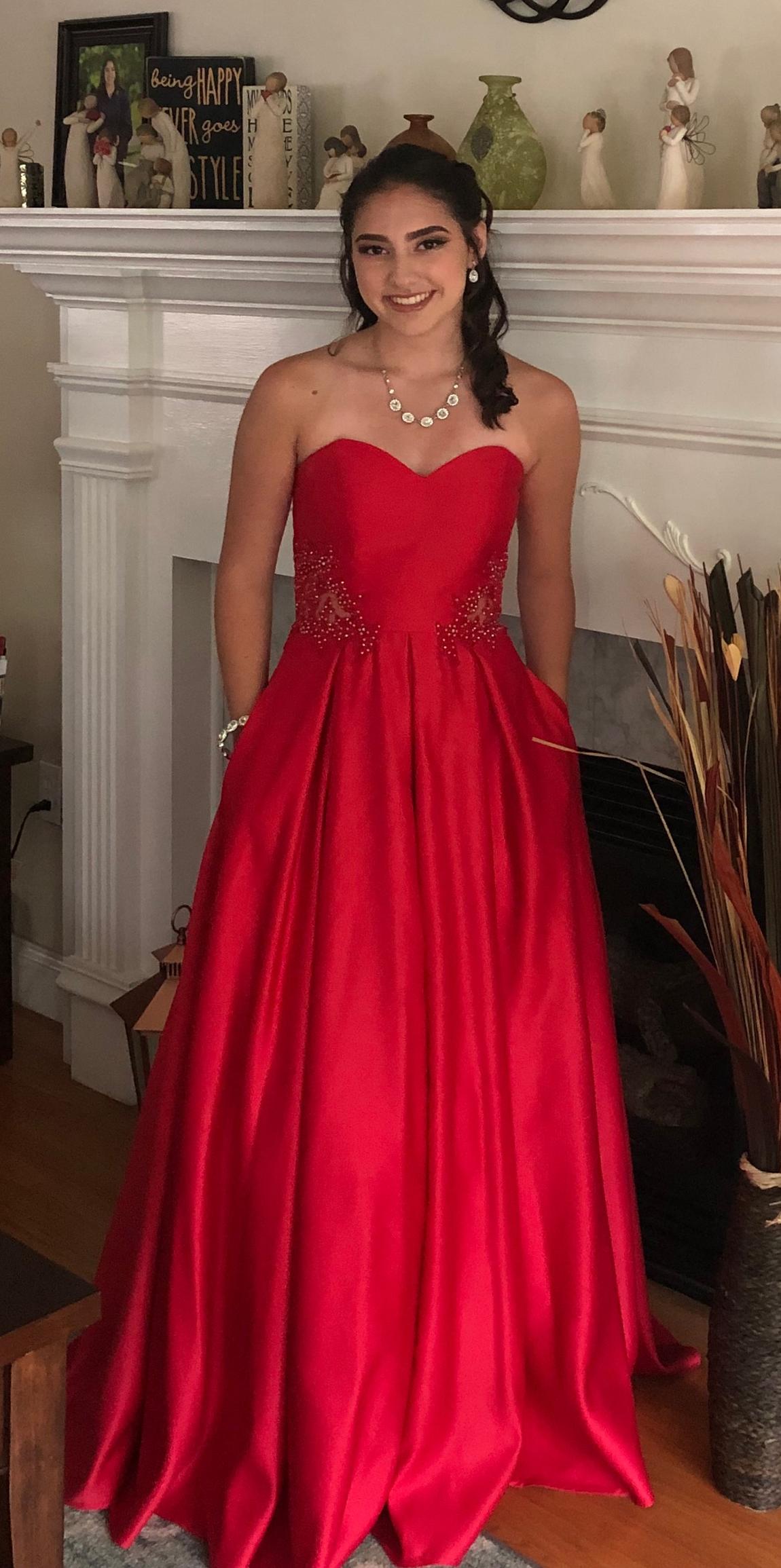 Girls Size 3 Strapless Red Ball Gown on Queenly