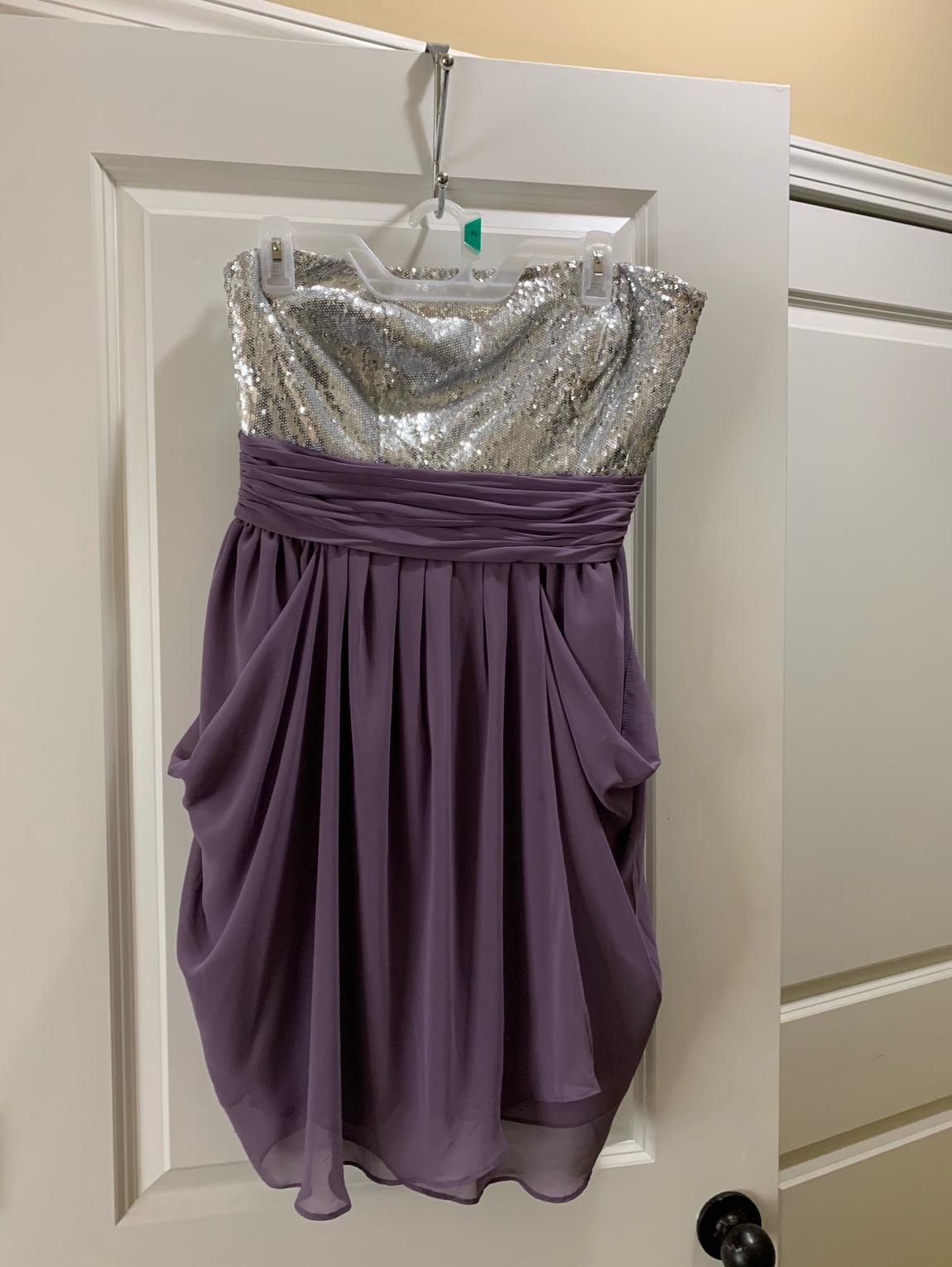 Size 6 Prom Strapless Purple A-line Dress on Queenly