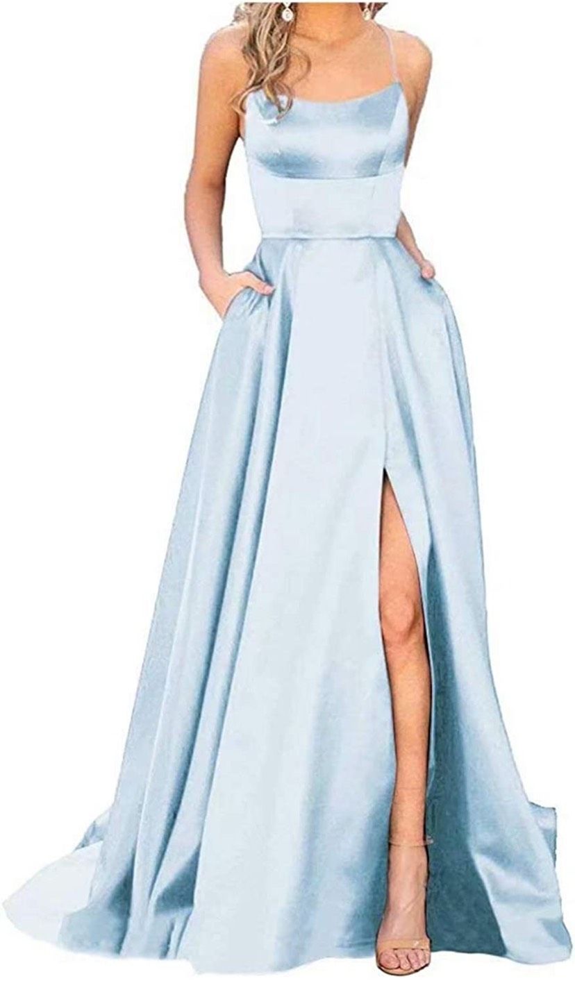 Size 2 Prom Satin Light Blue A-line Dress on Queenly