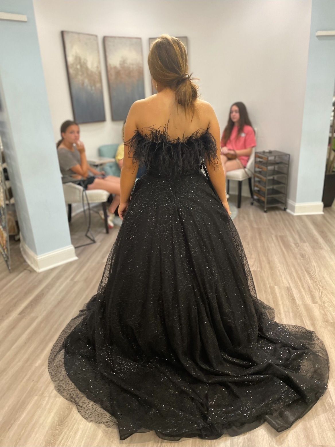 Sherri Hill Size 6 Prom Strapless Sequined Black Ball Gown on Queenly