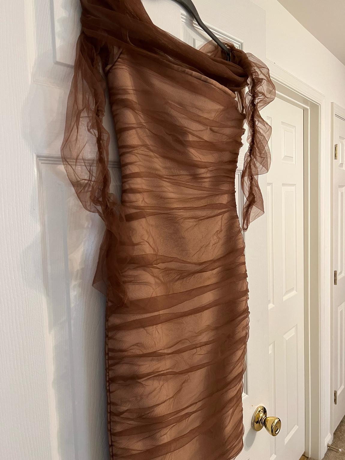 Size 6 Sheer Nude Cocktail Dress on Queenly