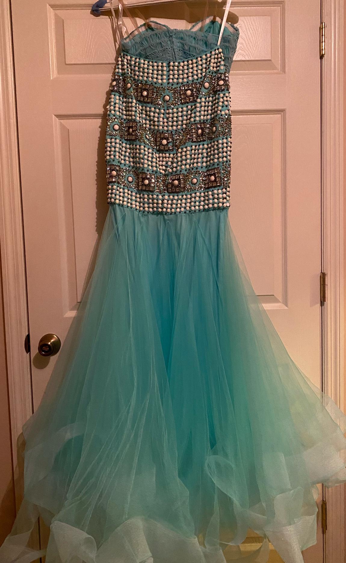 Rachel Allan Size 2 Blue Mermaid Dress on Queenly