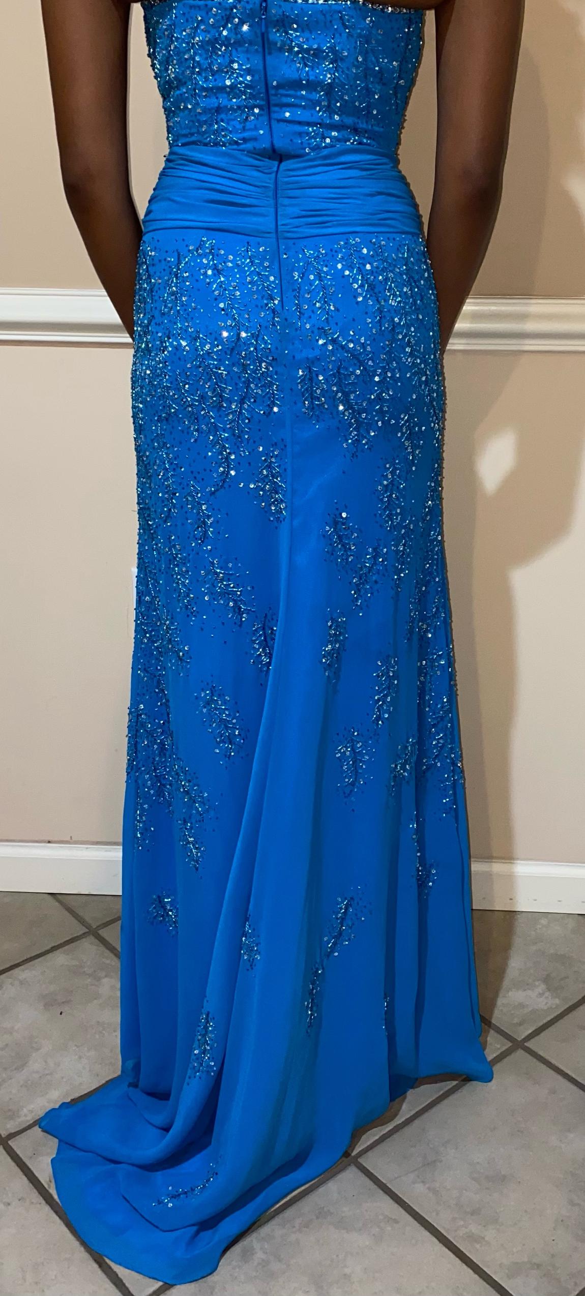Riva Designs Size 2 Turquoise Blue Floor Length Maxi on Queenly