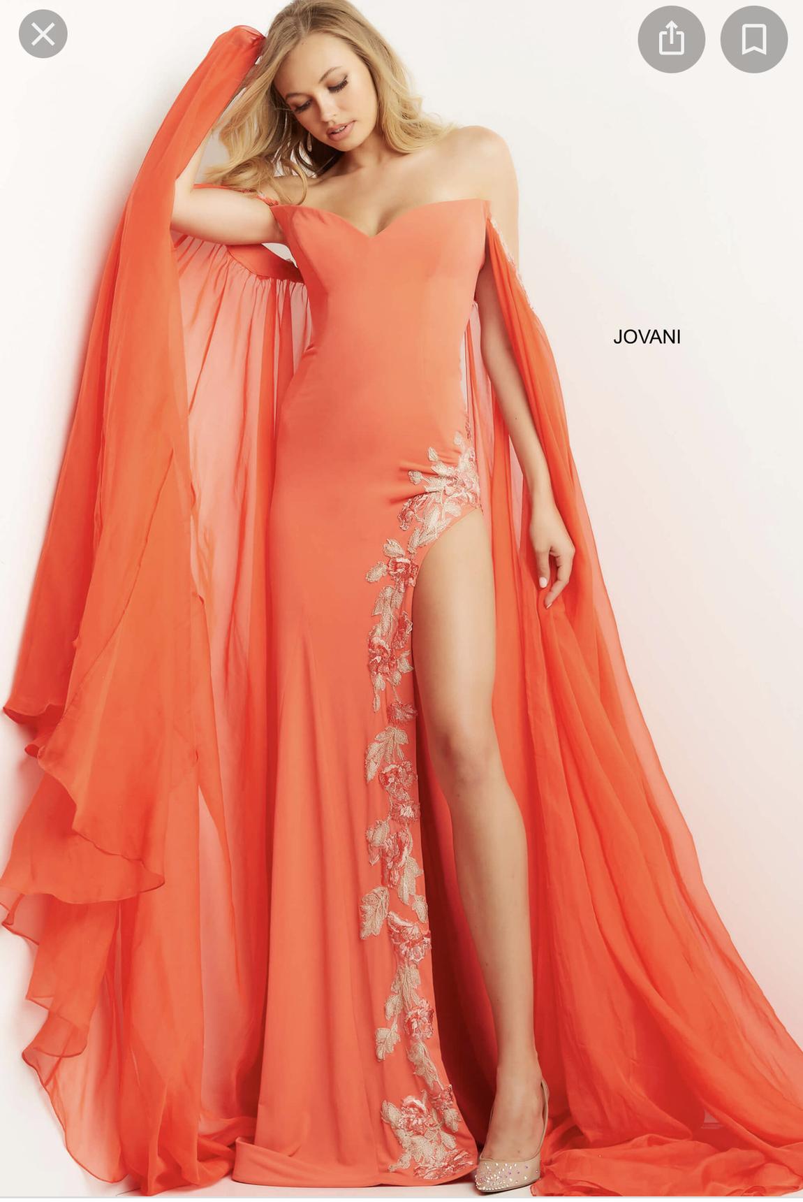 Jovani Size 2 Prom Strapless Sequined Orange Dress With Train on Queenly