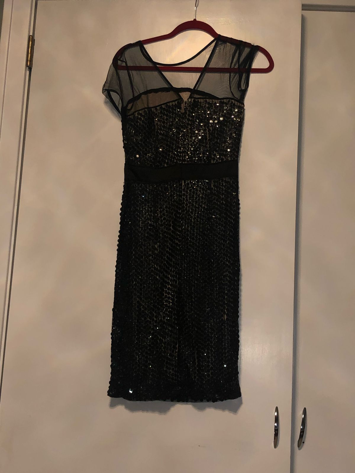 French connection Size 0 Homecoming Cap Sleeve Sequined Black Cocktail Dress on Queenly