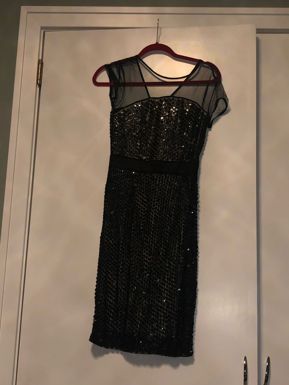 French connection Size 0 Homecoming Cap Sleeve Sequined Black Cocktail Dress on Queenly