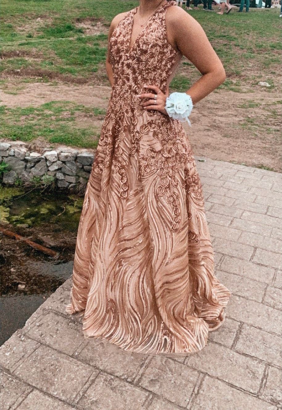Jovani Size 2 Rose Gold Ball Gown on Queenly