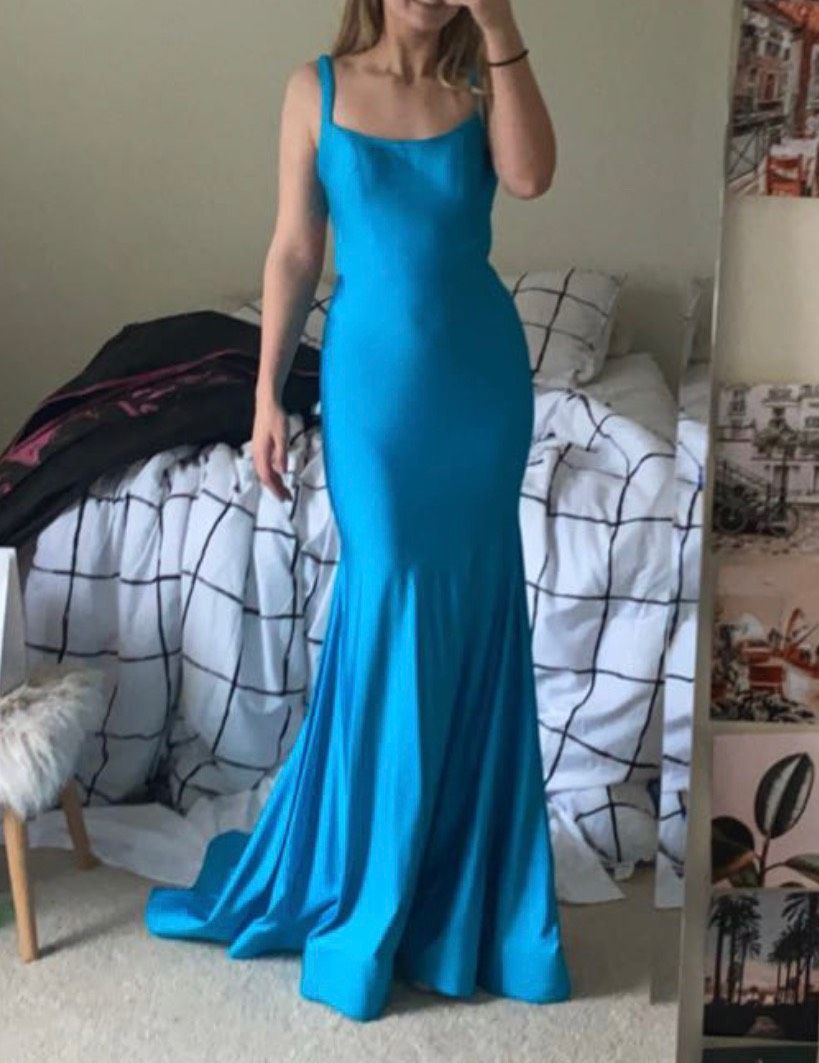 Sherri Hill Size 4 Prom Satin Light Blue Mermaid Dress on Queenly
