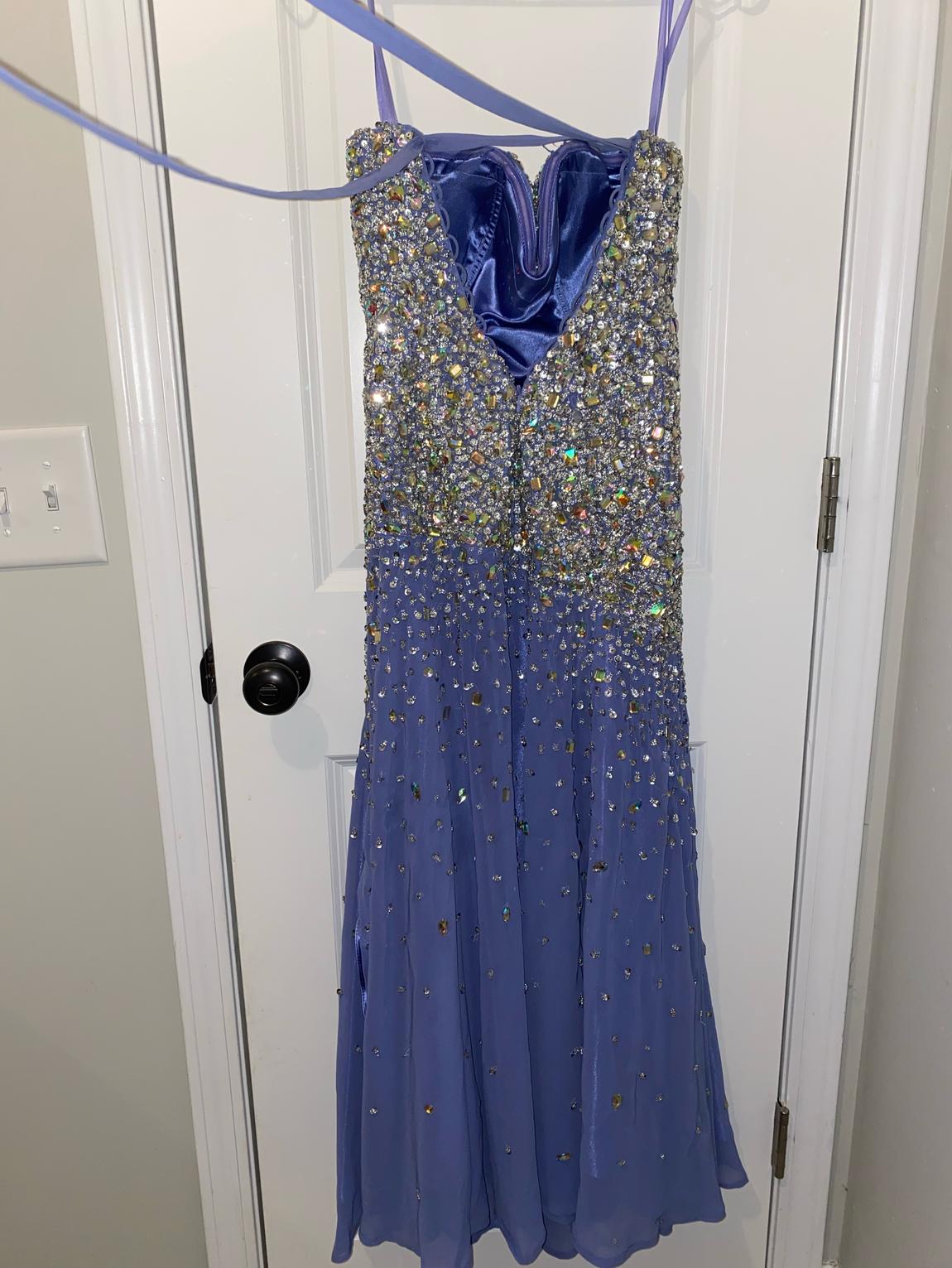 Size 00 Prom Strapless Light Blue Side Slit Dress on Queenly
