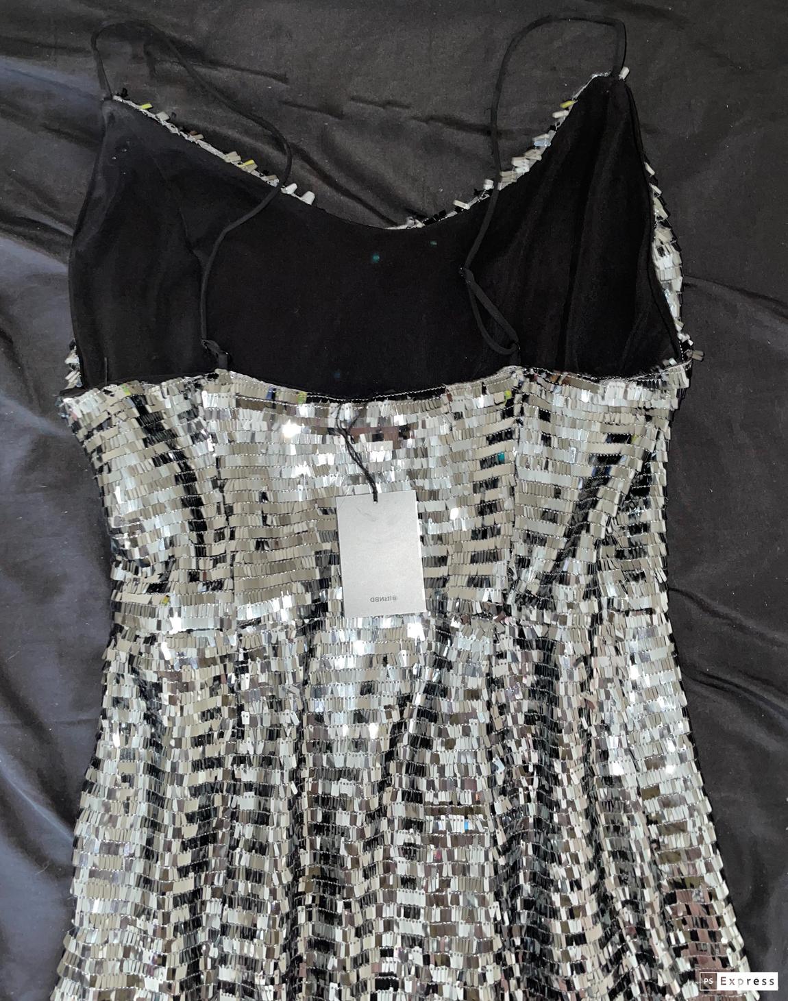 Size 12 Silver Side Slit Dress on Queenly
