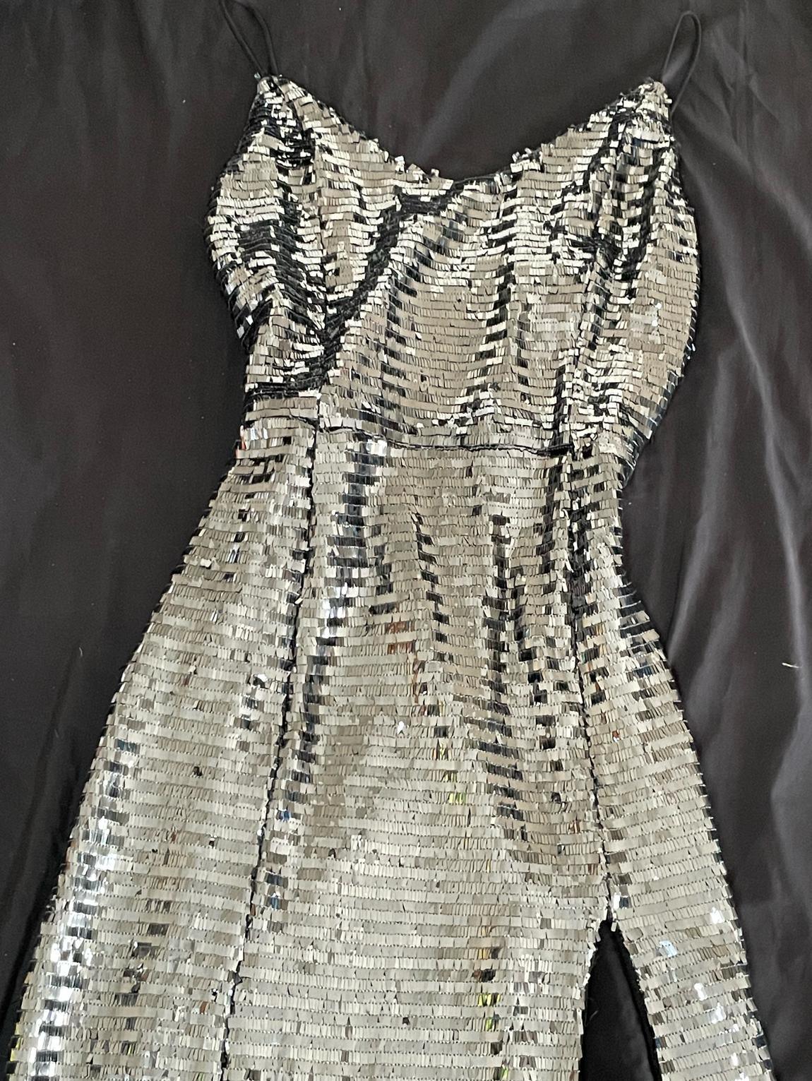 Size 12 Silver Side Slit Dress on Queenly