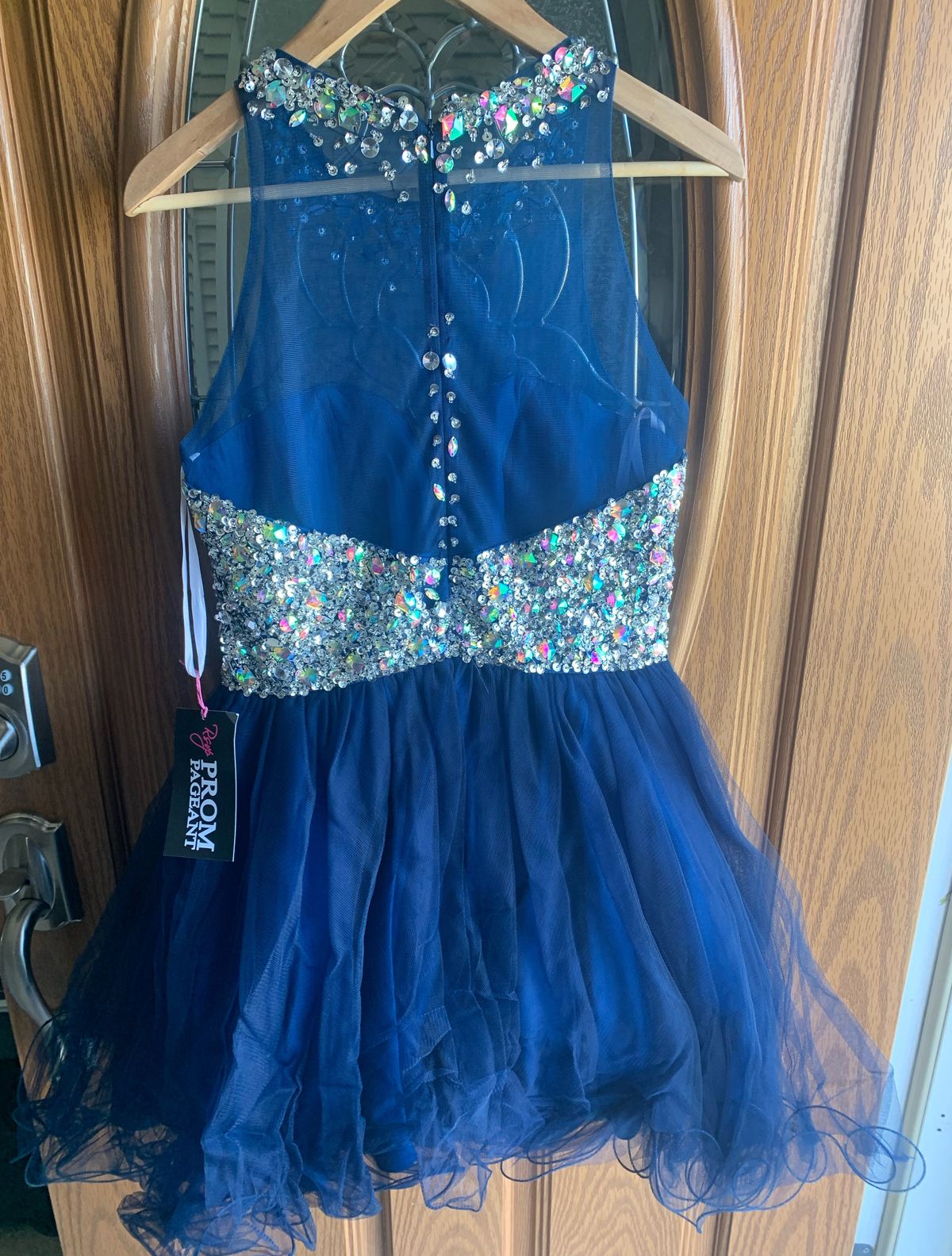 Size 14 Pageant Sequined Blue Cocktail Dress on Queenly