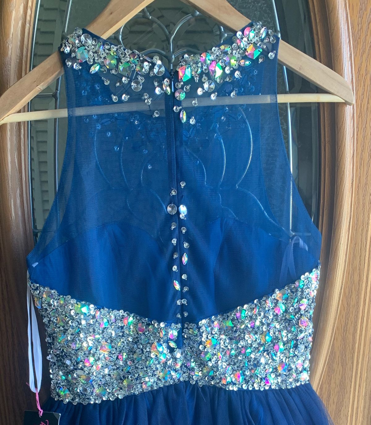 Size 14 Pageant Sequined Blue Cocktail Dress on Queenly