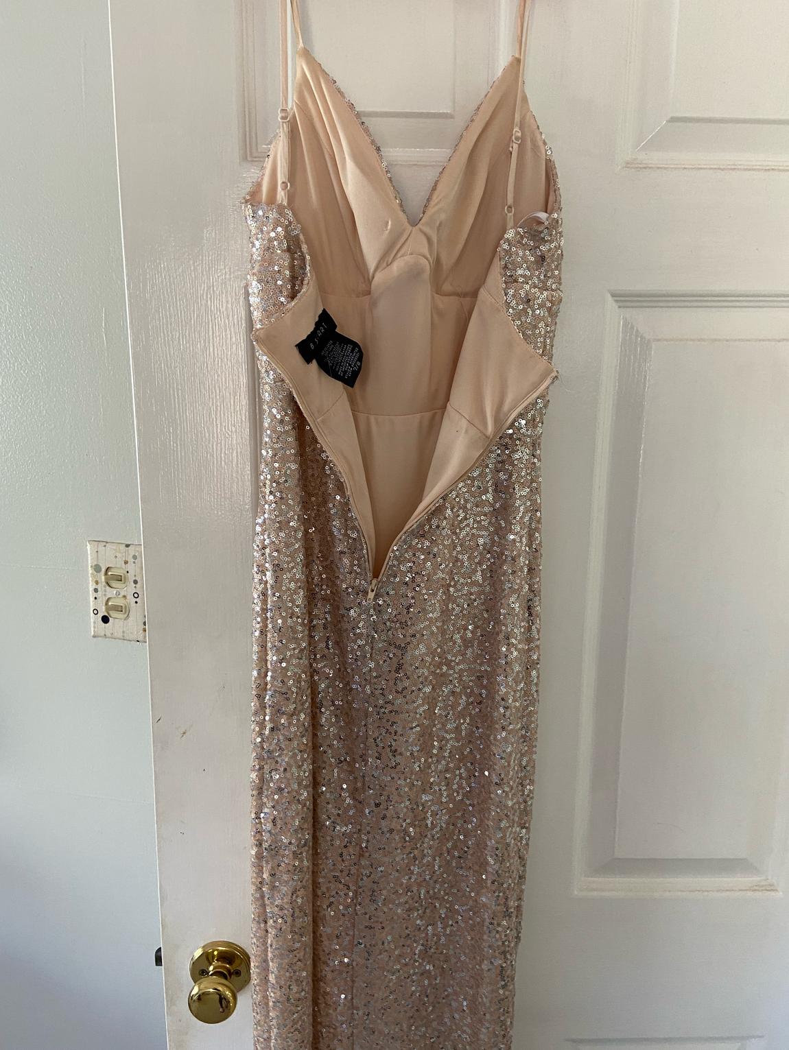 Size 8 Sequined Pink Side Slit Dress on Queenly