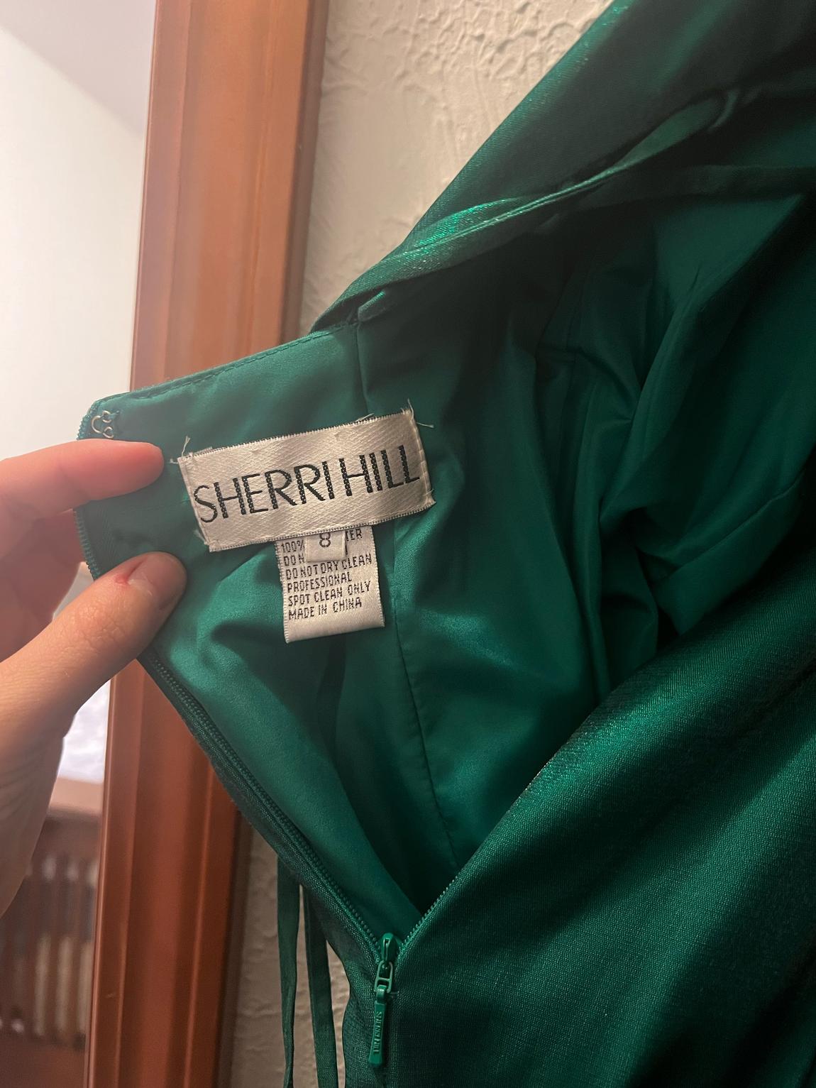 Sherri Hill Size 6 Prom Satin Emerald Green Mermaid Dress on Queenly